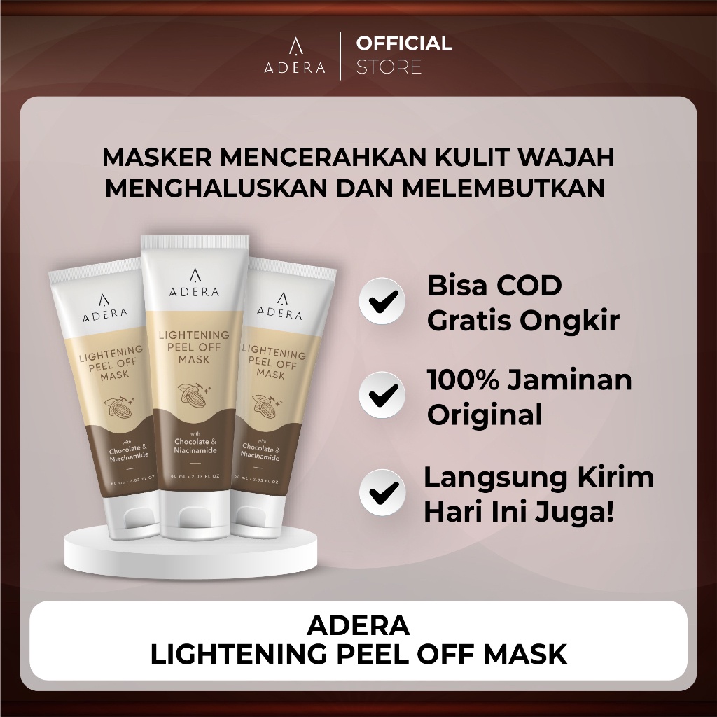 Skincare Paket ADERA Lightening Peel Off Mask Mencerahkan Kulit Tampak Lebih Halus dan Lembut Sudah BPOM 100% ORIGINAL