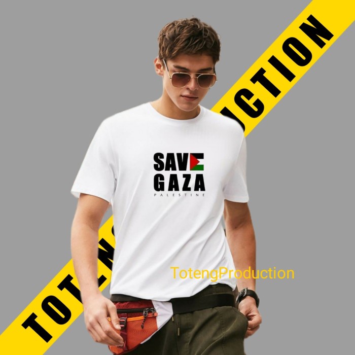 Tshirt Shirt Baju kaos save Gaza Palestina pria