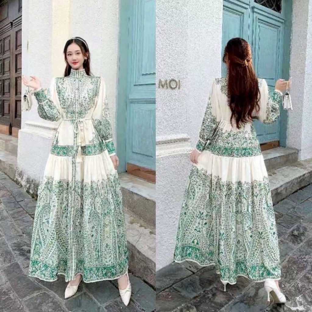 21224 LONG MAXI RUFFLE FREE TALI BELT TASEL RX PREMIUM BANGKOK IMPORT GAMIS RUFFLE TINGAKT B4T1K ABS