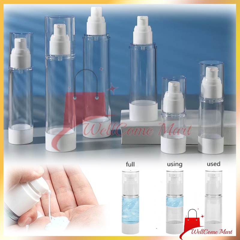 Botol Airless PUMP 50ml Vacuum / Botol Airless Pump Transparant Bottle  & Lotion / Botol Airless Pum
