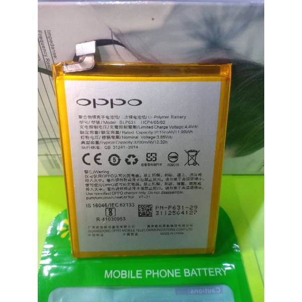 Baterai Batere Batrei Tanam Oppo F3 Oppo F5 Plus BLP631 BLP 631 Batre Batrai HP Batre tahan dalam pe