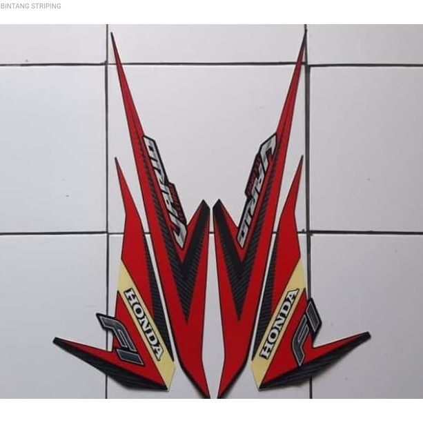 Striping Stiker Motor Honda Vario Techno 125 F1 2015 Hitam Merah