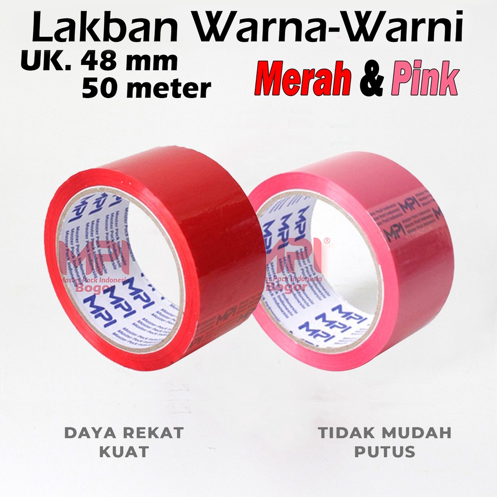 

Lakban MPI Warna Merah & Warna Pink 48 mm x 50 Meter / Lakban Warna - Warni MPI