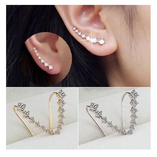 Anting Garis Comet Berlian Imitasi Tindik Tusuk Fashion Wanita Korea Aksesoris Murah AT001 diamond i