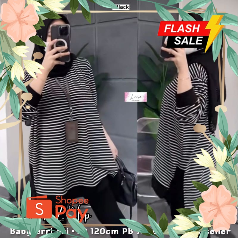 SALE 12.12 | gloomy kaos stripe import ori mpmf kaos garis garis wanita kaos lengan panjang oversize