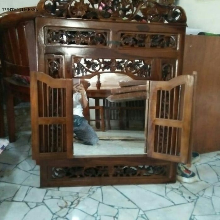 Termurah kaca cermin jendela ukir dari kayu jati
