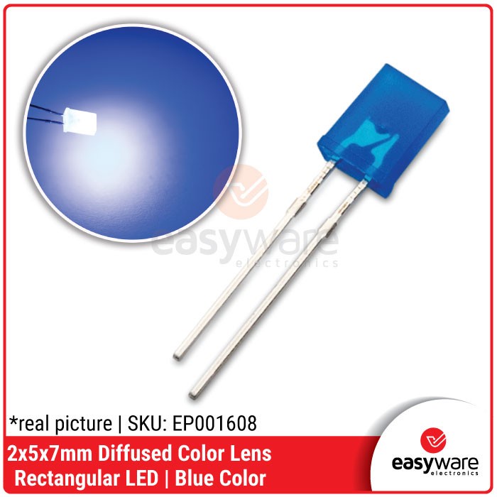 LED 2x5x7mm Blue Diffused Color Lens LED Kotak 2x5x7 Biru LED Kotak CO27