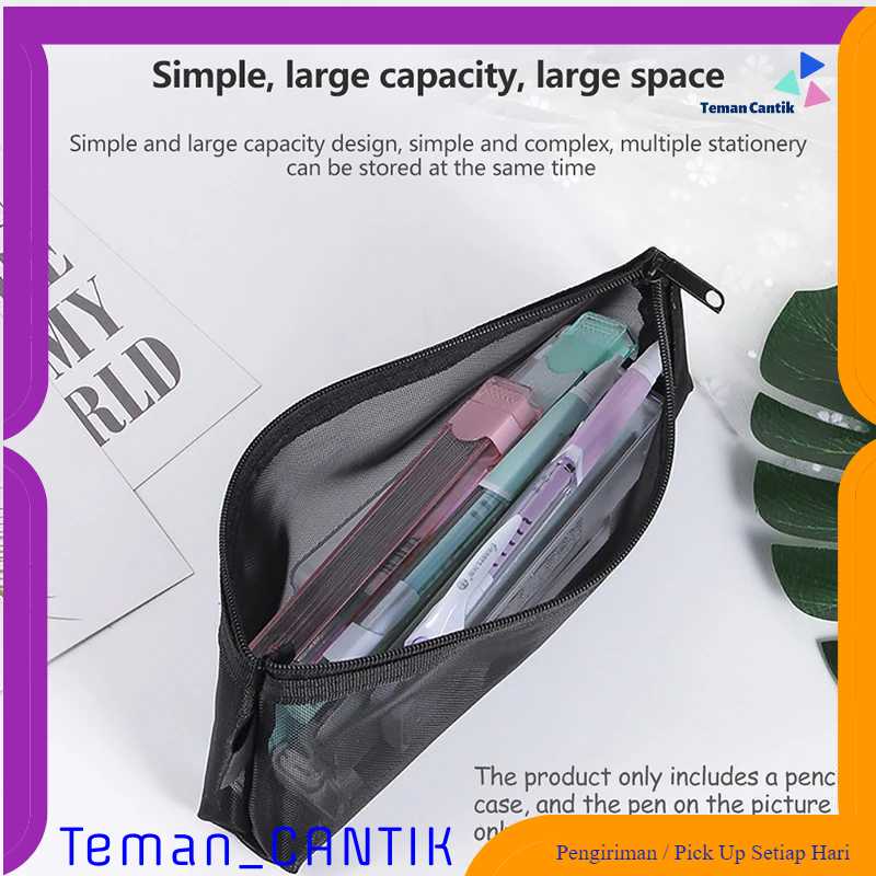 

TC - ATK ZANZAN Tempat Pensil Jaring Mesh Pencil Case Zipper Storage - Z20