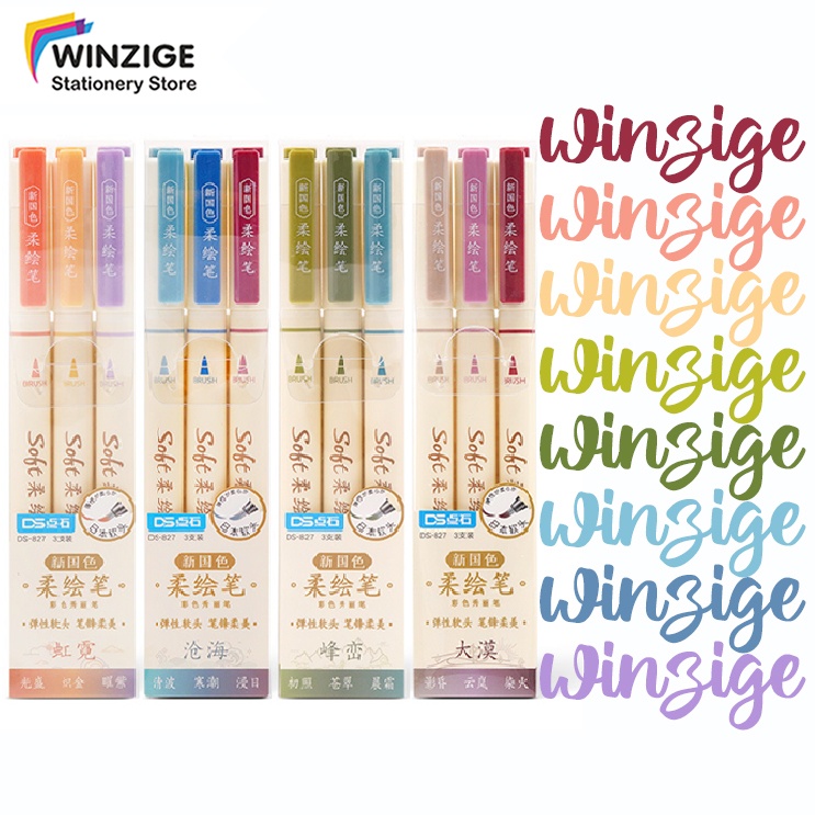 

Winzige Set 3 Soft Brush Sign Pen Calligraphy Pen Brush Lettering Pen Aesthetic Vintage Warna Warni