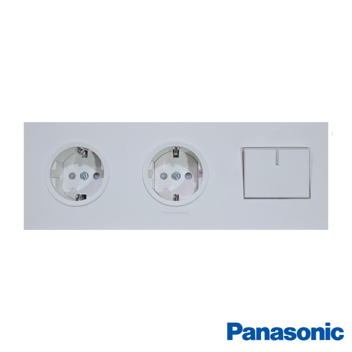 Panasonic Stop Kontak + Stop Kontak + Saklar Single STYLE-E Putih