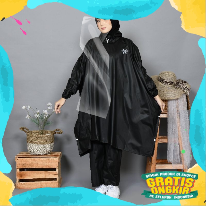 EXTERJAS JAS HUJAN  PONCO DEWASA/jas hujan super/Jasperempuan/Jas Hujan dewasa/ Raincat tebal//Jas H