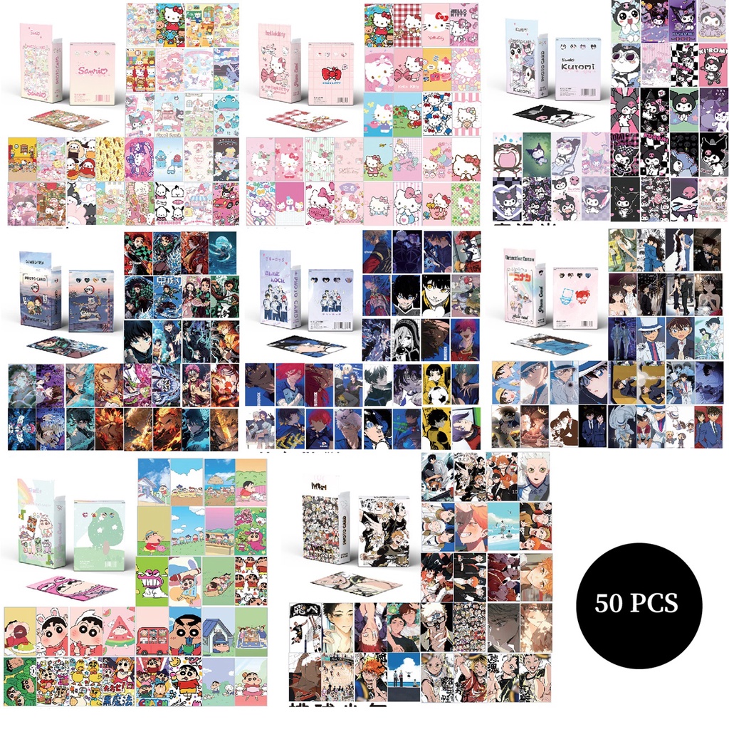 [Nokai Space] Murah 50 PCS Photocard Lomo Card Kartun Sanrio / Demon Slayer / Shinchan / Melody / Ku