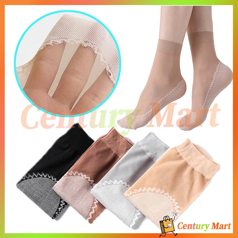 Kaos kaki stoking pendek nylon transparan/StockingPendek Anti Slip/Elastis Stocking Pendek Anti Slip