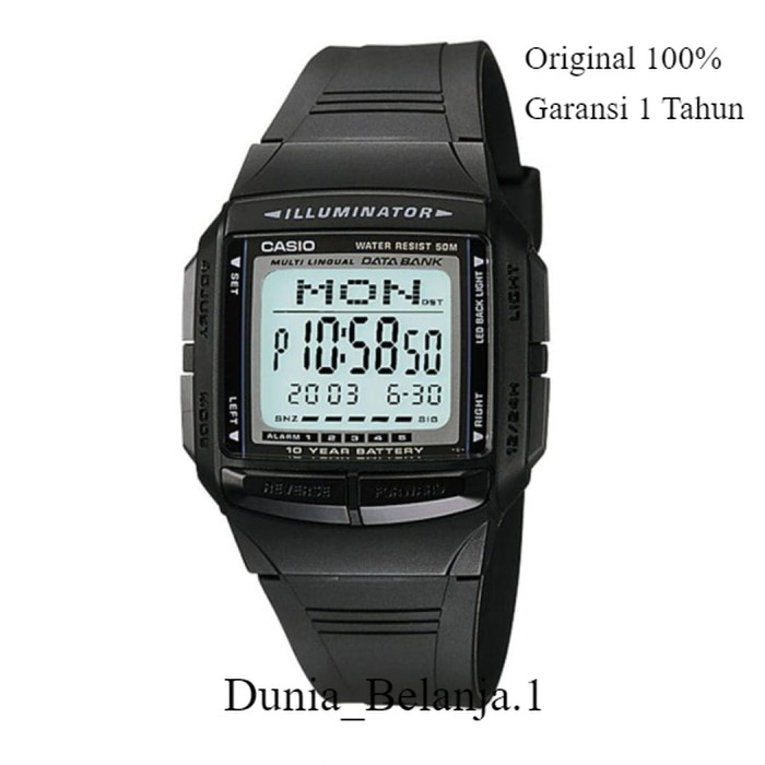 Original 100% CASIO DB-36-1AVDF Jam Tangan Pria DB36 DB-36-1A Data Bank Garansi Resmi 1 Tahun