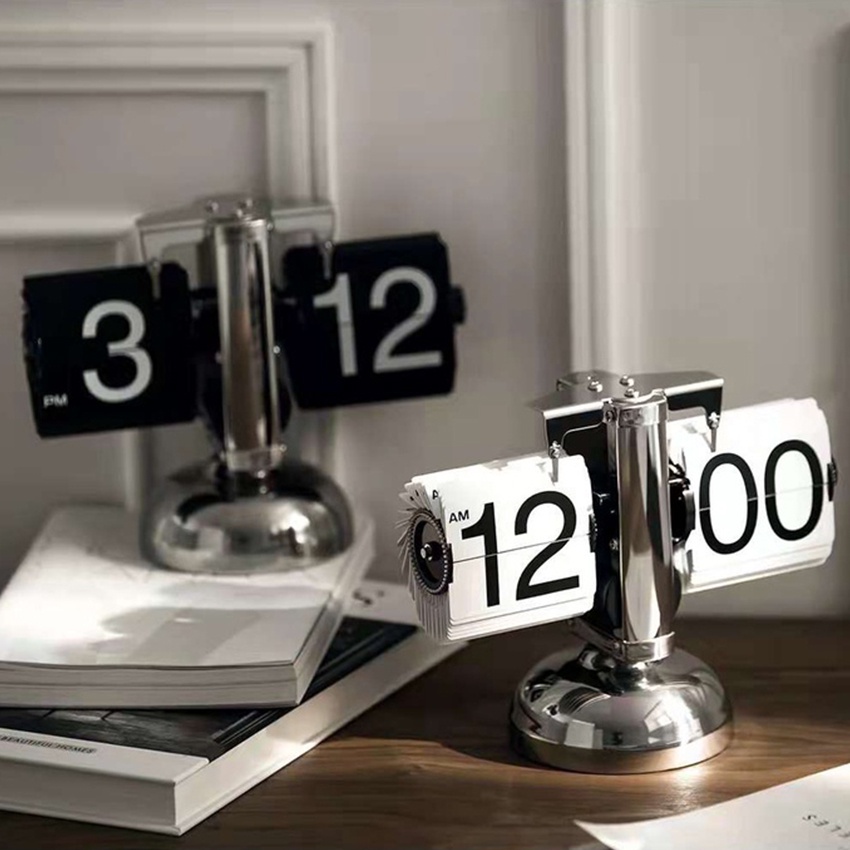 Vintage Retro Table Flip Clock Desk Jam Meja Klasik Kamar Ruangan Kado Unik Ornamen Ruang Tamu Ruang
