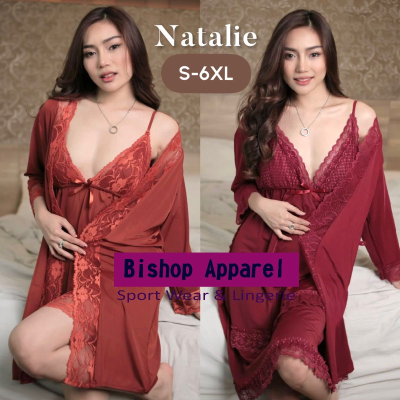 Terbaru Setelan Baju Lingerie Atasan Dress Set Kimono G string Lingerie Sexy Transparan Menggoda Hot