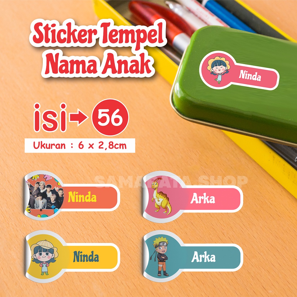 

56 PCS Stiker / Nama Anak Murah / nama buku mapel / Label Nama Anak Custom Lucu Murah / sticker sekolah viral