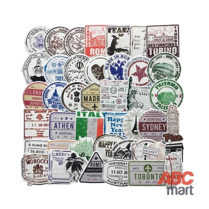 

60 pcs stiker Koper Laptop Rimowa - Luggage Sticker Retro Waterproof