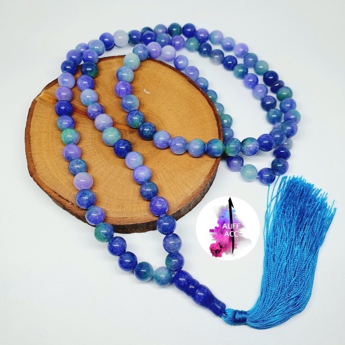 tasbih batu blue safir 99 butir 8 mm