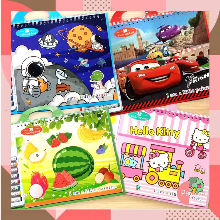 

PEACHs - S6151 Motor Skills Coloring Set / Buku Melukis Melatih Kemampuan Motorik Anak / Set Peralatan Mewarnai dengan Crayon Cat Air / Set 3D Coloring Book