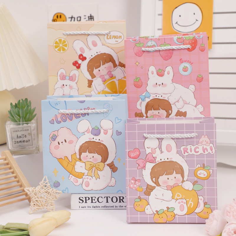 PAPER BAG GOODIE BAG TAS SOUVENIR BINGKISAN HADIAH MOTIF AESTHETIC BUNNY LUCU