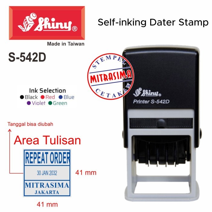 

Stempel Shiny S-542D S542D bujursangkar dengan tanggal Tipe S 542D - Bodinya saja