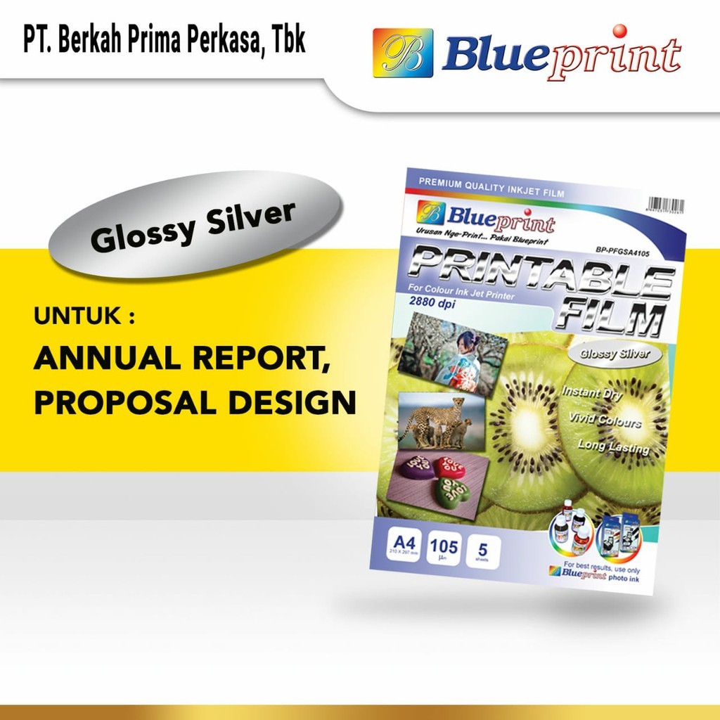 

Kertas Film Glossy Silver Printable BLUEPRINT A4