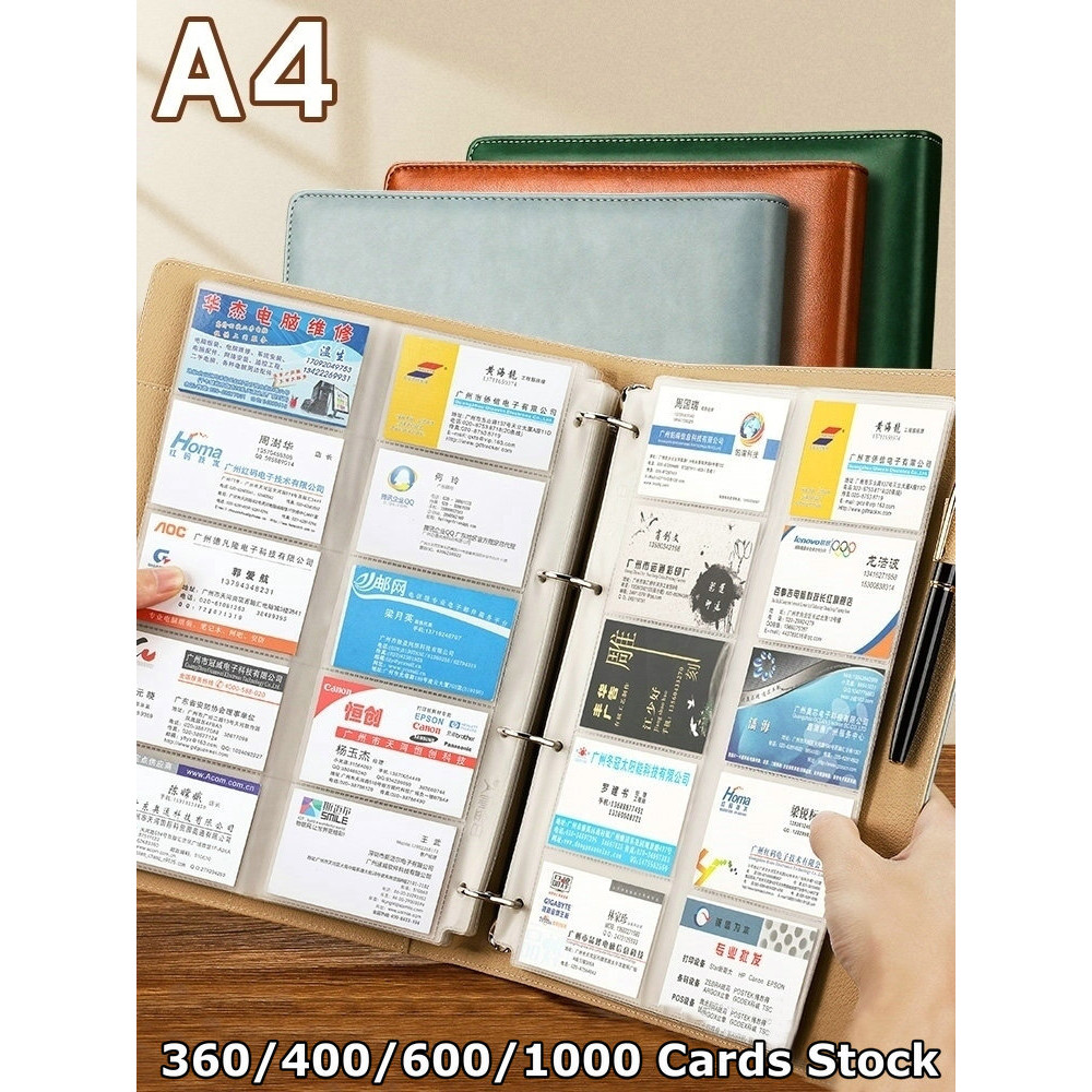 Large Capacity Business Card Holder Book 1000/600/400/360 Slot Business Card Organizer PU Leather Na