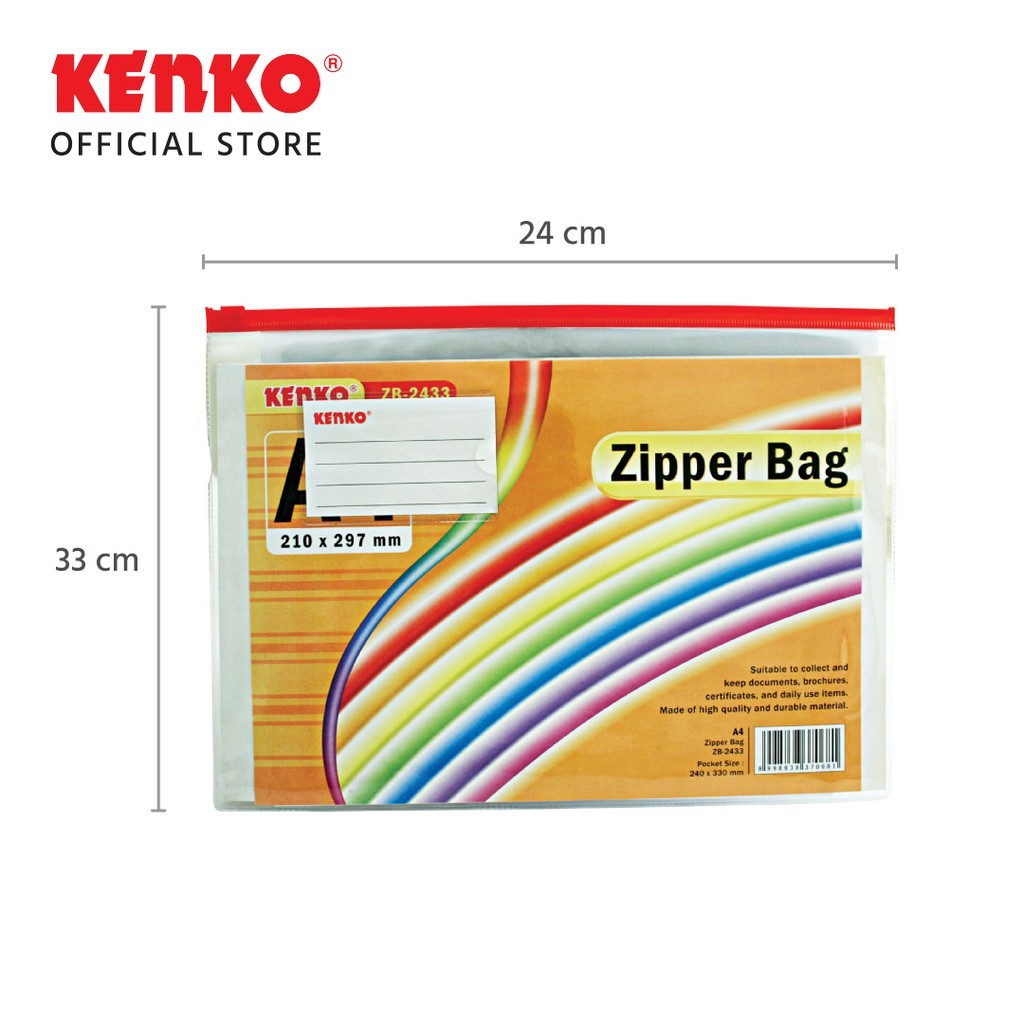 

KENKO ZIPPER BAG ZB-2433 A4 RANDOM COLOR / 5 PCS