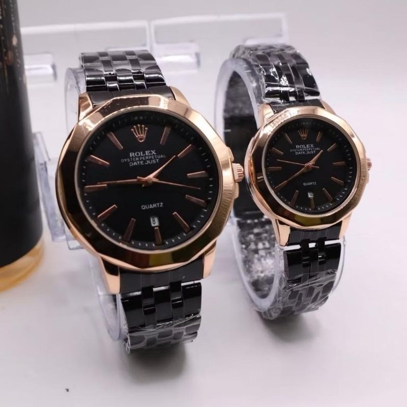 Promo Jam Tangan Couple Rolex G7327 Analog Terbaru Anti Air Tanggal Aktif Tali Rantai