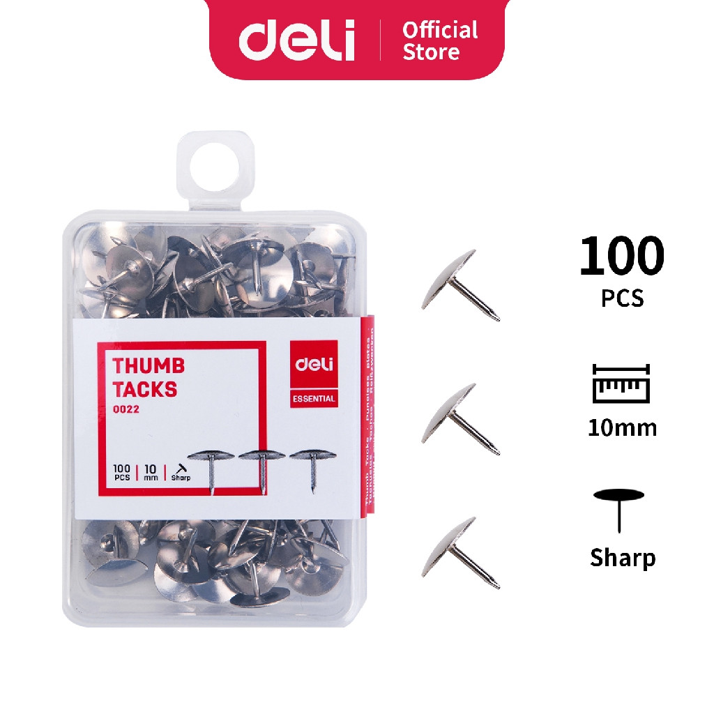 

Deli Paku Payung / Thumb Tacks 10mm 100pcs/box E0022
