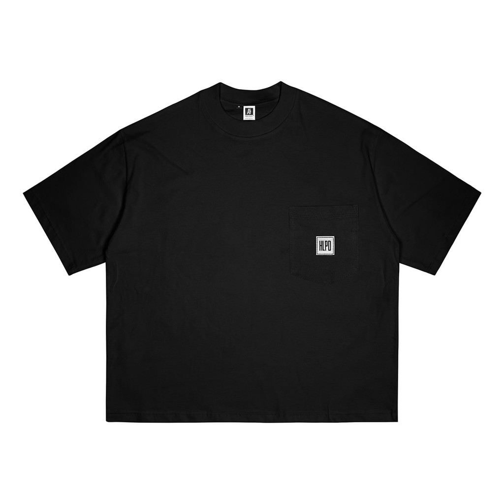 HLPD Weirdworld Pocket Boxy Oversize Baju Kaos Distro Basic T Shirt Cotton Combad 24S - Black