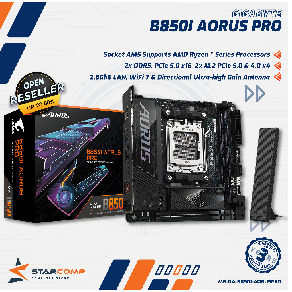 Motherboard GIGABYTE B850i Aorus Pro  Mini ITX Socket AMD AM5 B850 Mainboard Mobo