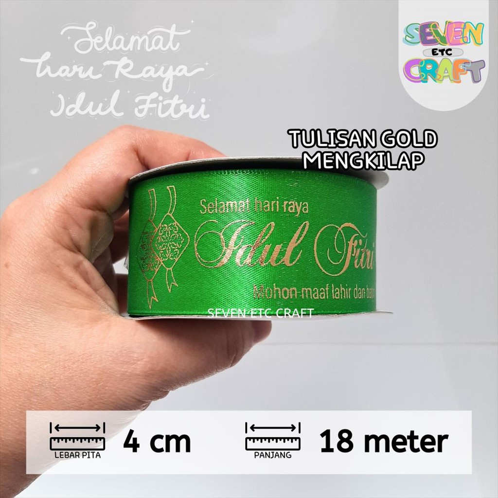

Pita Satin Idul Fitri Lebaran Premium 1,5 inch Green