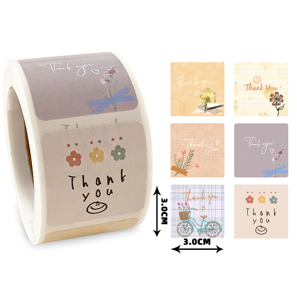 

50-300pcs Cute Cartoon Floral Thank You Stickers Holiday/Birthday/Wedding Party Gifts Decor Seal Sticker Baking Envelope Labels