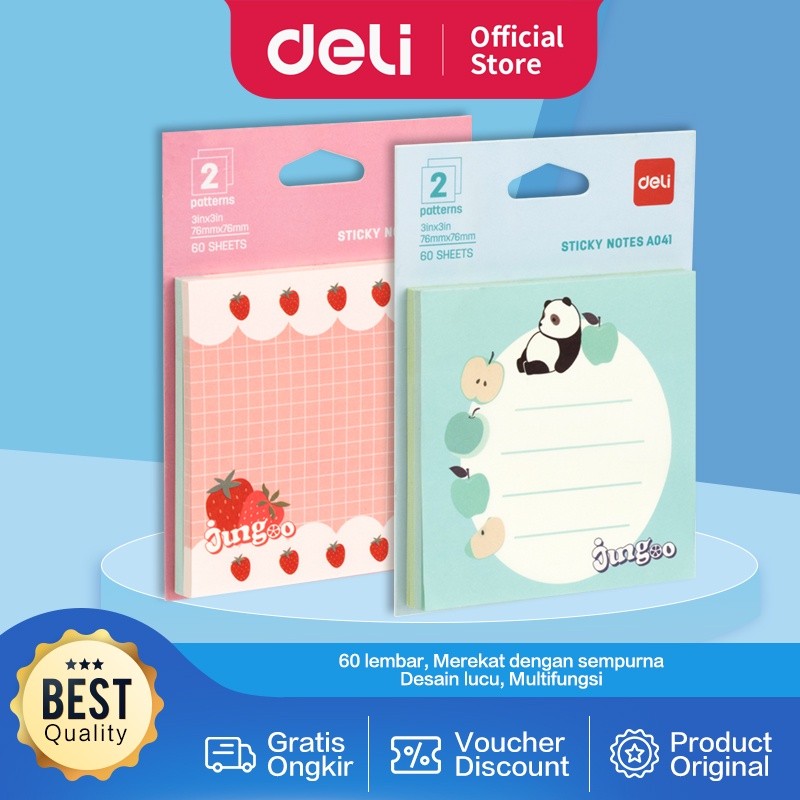 

Bobomart Deli Sticky Notes / Memo Tempel Lucu 60 Lembar Merekat Kuat EA041