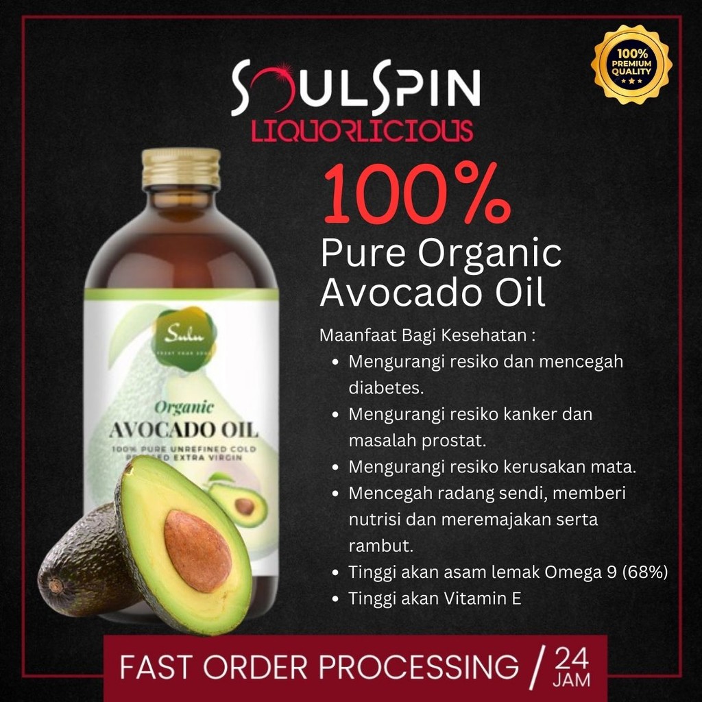 

100% Pure - Unrefined Organic Extra Virgin Avocado Oil First Pressed - Cold Pressed