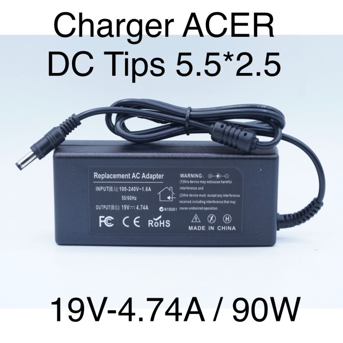 ACER 19V 4.74A 90W 90 Watt DC Tips Jek 5.5*2.5 Charger Adaptor Notebook Laptop with Power Cable Kabe