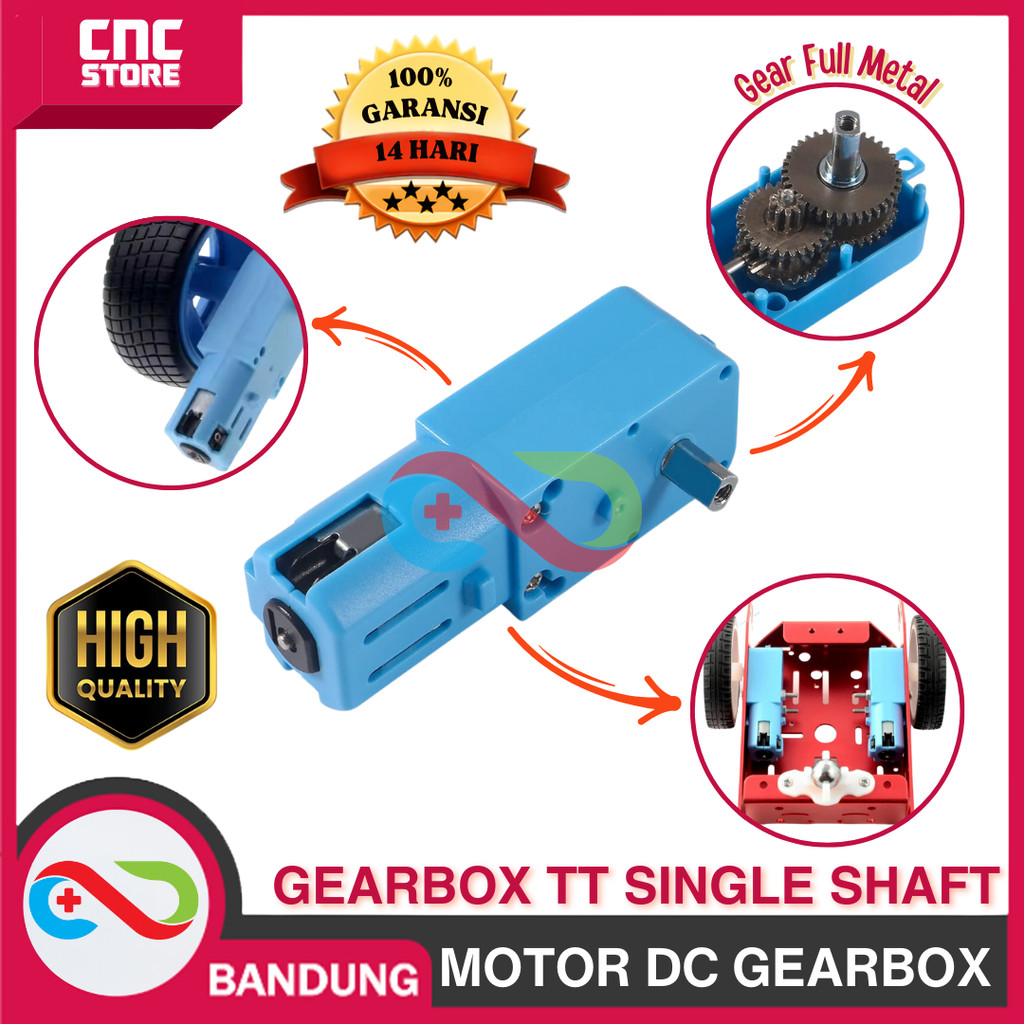 MOTOR DC GEARBOX METAL GEAR TT MOTOR SINGLE SHAFT ALL METAL