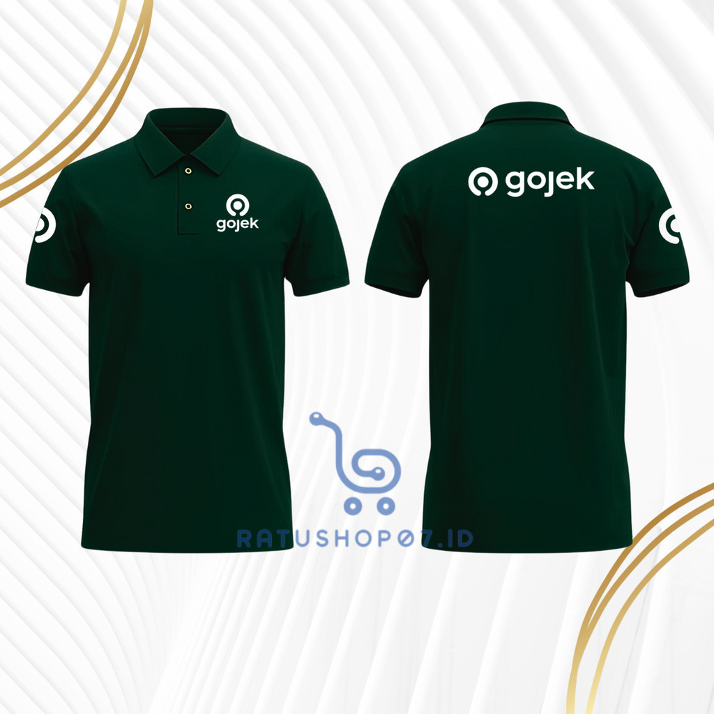 Baju Kaos Poloshirt Lengan Pendek Pria dan Wanita Logo Tukang Gojek Driver Ojek Online Terbaru Custo