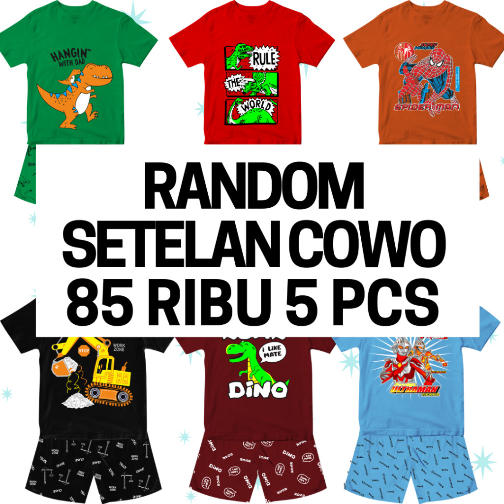 FR54E Paket Usaha Baju Kaos Setelan Harian Anak Laki Laki Distro Import 1 - 10 Tahun