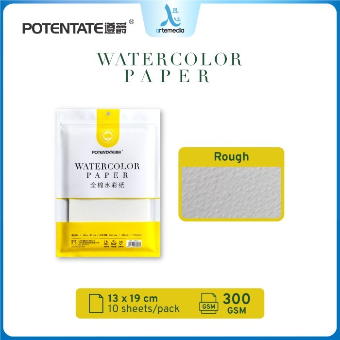 

Potentate Watercolor Paper Cotton Sheet Set Kertas Cat Air - 13x19cm ROUGH
