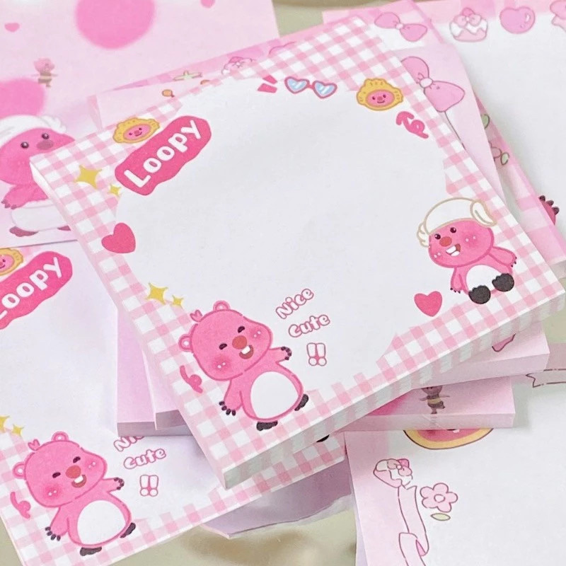 

Sticky Notes Cute Loopy Memo Pad Korea Pink sticky note Aesthetic Memopad Catatan Motif Lucu Alat Tulis Perlengkapan Sekolah For Student Back To School Office Stationery