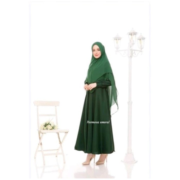 NEW -pakaian wanita hijau tua/gamis wanita hijau botol/pakaian wanita jumbo - S