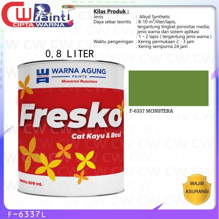 Cat Kayu & Besi Fresko F-6337 Monstera 0.8 Liter Cat Interior Exterior Rumah Pintu Jendela Pagar Tah