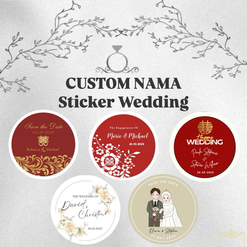 

CUSTOM NAMA Sticker Wedding / Stiker Nama Pasangan Nikahan / Gantungan Nama Couple Wed / Custom Tulisan Stiker Tempelan Pernikahan