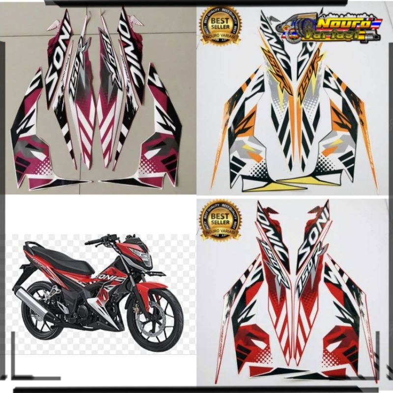Aksesoris motor striping stiker honda sonic 150 r 2016 2017 hitam list body standar kualitas terbaik
