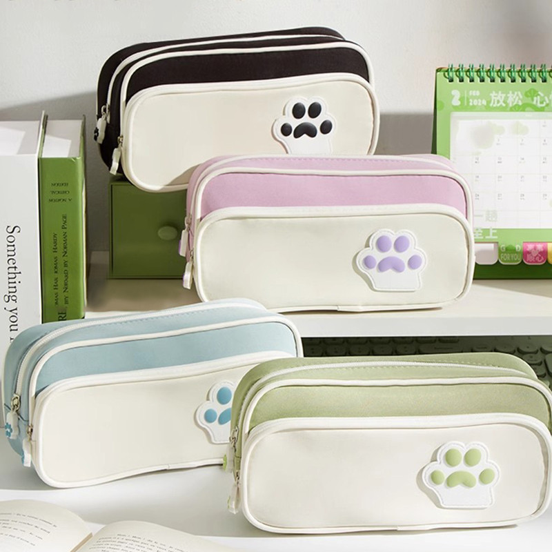 

Kawaii Cartoon Cat Paw Pencil Case Large Capacity Cute Potable Stationery Storage Bag Simple Pen Bag School Supplies Gifts