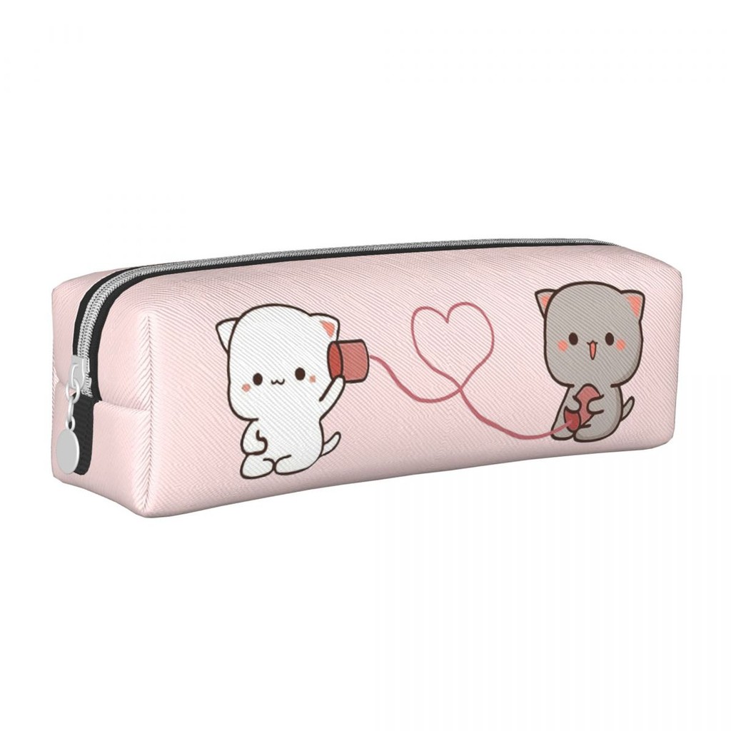 

Peach And Goma Mochi Cat Pencil Cases Cute Bear Pencil Pouch Pen Box for Student Large Bags School Supplies Zipper Accessories