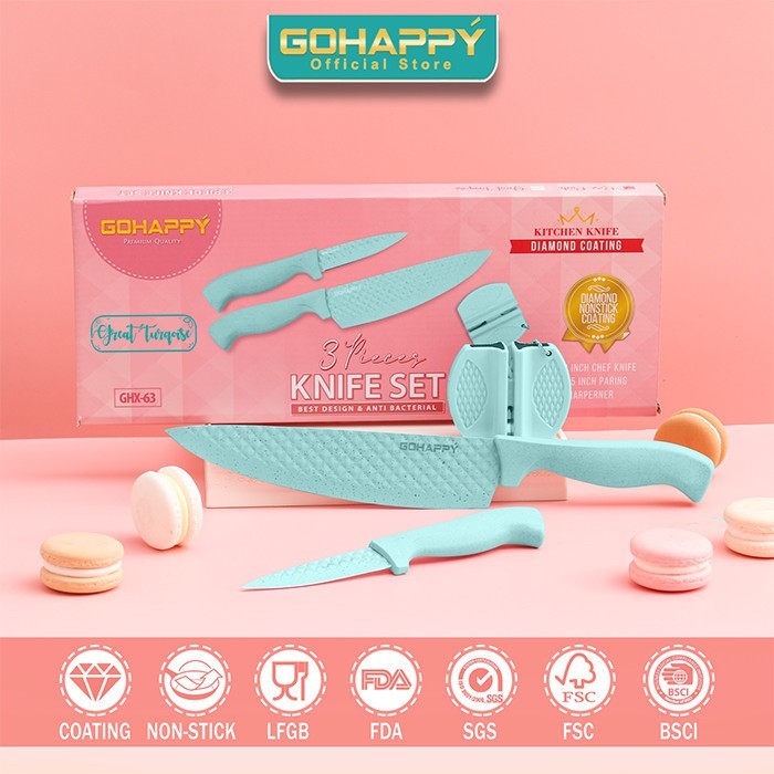 Gohappy - Pisau Diamond Set Tajam Kuat Knife Set Original